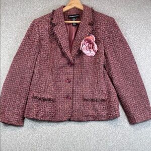 Norton McNaughton tweed blazer size 14 woven pink textured professional chic